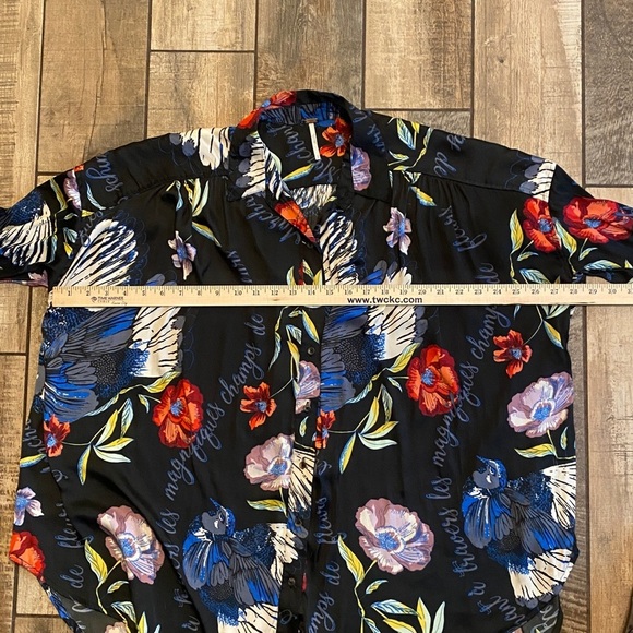 Free People Black Dress with Red and Blue Floral Design - Picture 5 of 10